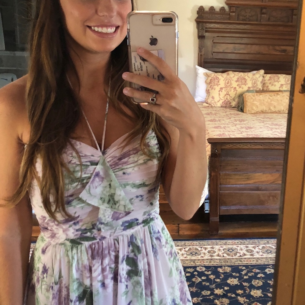 Long floral dress bridesmaid or prom dress